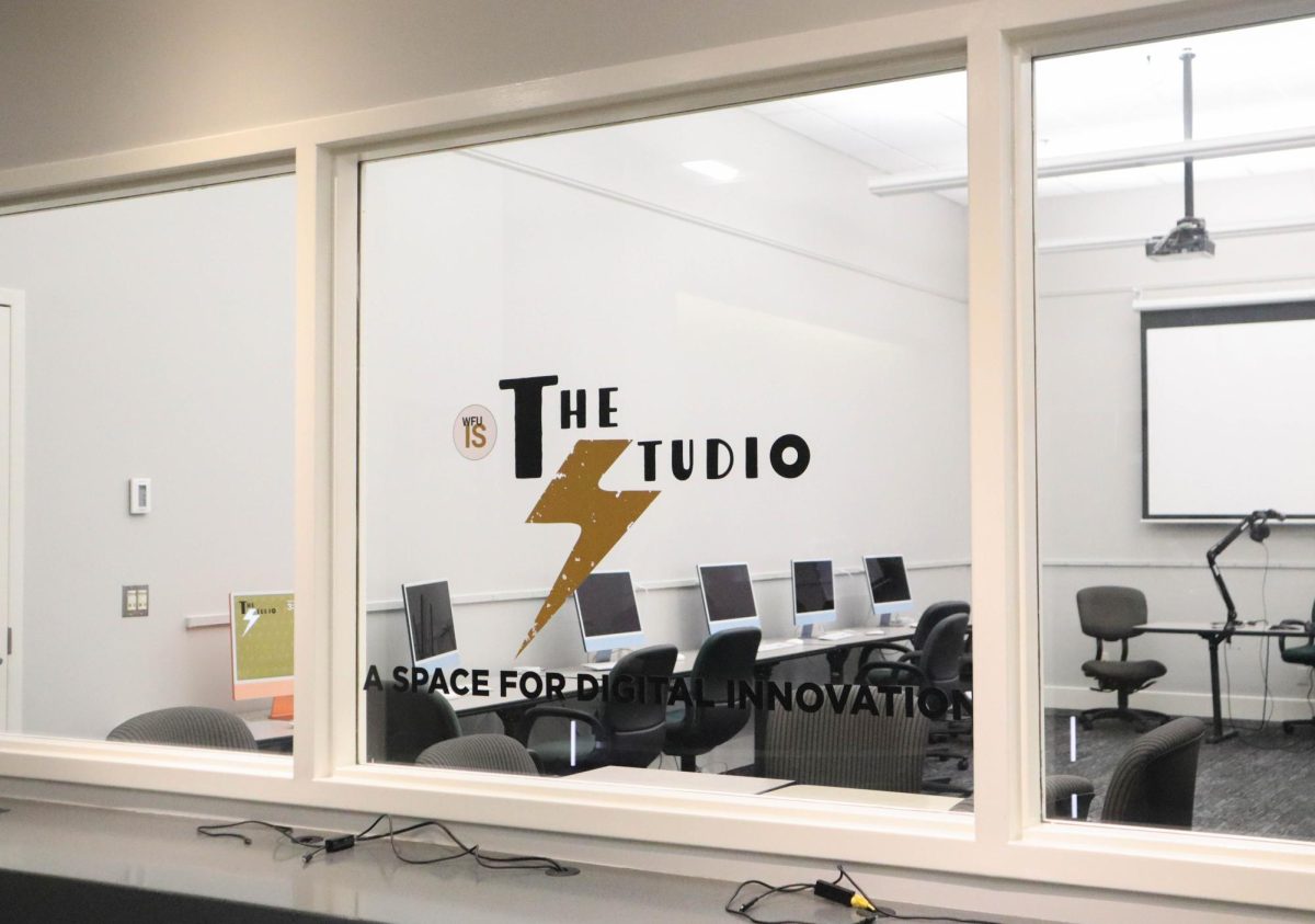 Laptops, cameras and microphones fill the Digital Pedagogy Studio in ZSR Library, where students receive hands-on support for their digital needs.