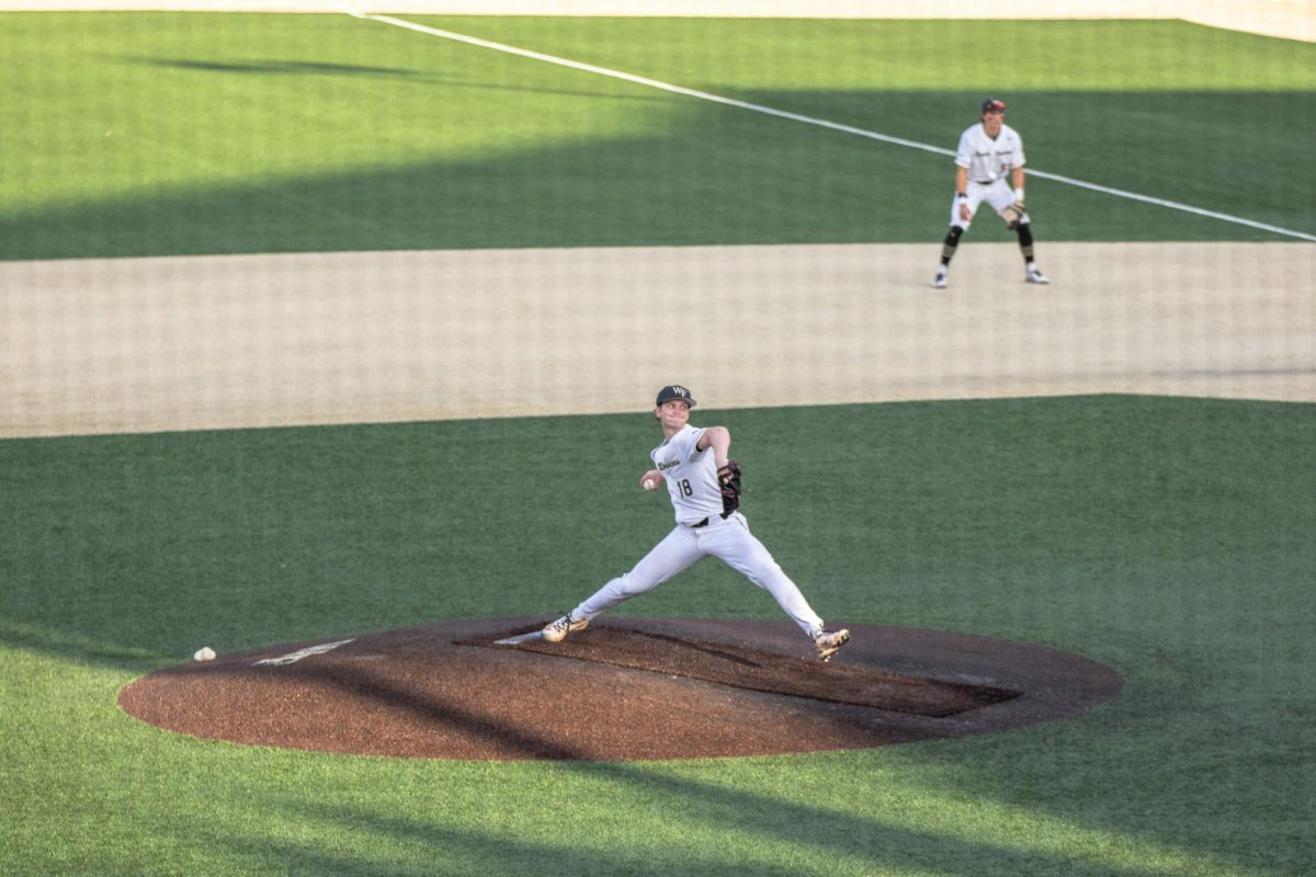 Chris Levonas (18) deals from the mound. Levonas went 5 strong innings on Saturday giving up only 1 earned run.