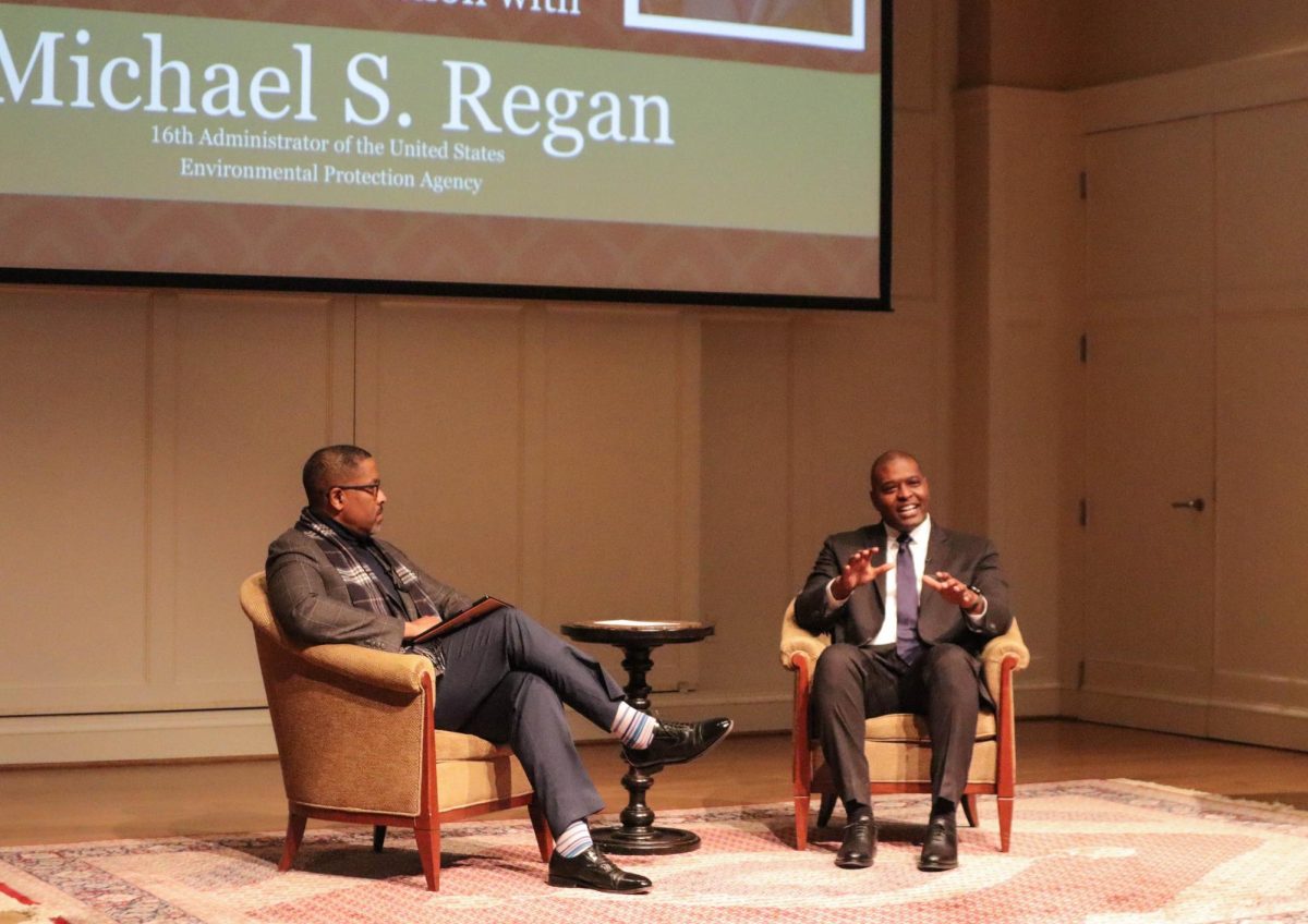 Michael S. Regan, the 16th Administrator of the Environmental Protection Agency, sits down with Corey D. B. Walker, dean of the School of Divinity, for a conversation about environmental justice 
