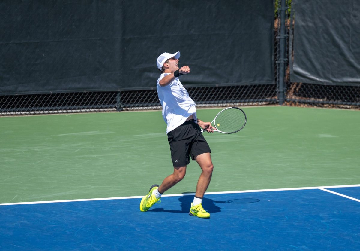 Wake Forest celebrates as they clinch the match against Virginia on Sunday.