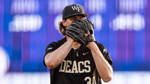 Wake Forest starter Duncan Marsten (30) stares down a High Point hitter in Tuesday’s mid-week game. (Courtesy of Wake Forest Athletics)