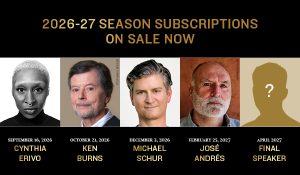 The 2026-2027 Face to Face Speaker Forum will host Cynthia Erivo, Ken Burns, Michael Schur, José Andrés and a final speaker who is yet to be announced. (Courtesy of Wake Forest University)